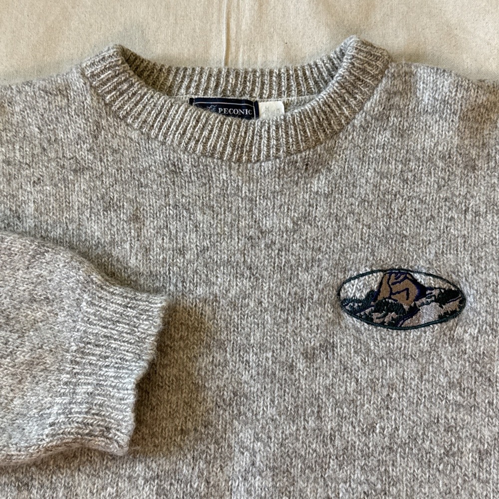 VTG Peconic Bay Traders Sweater Halfdome Yosemite Embroidered Men L Chunky Knit